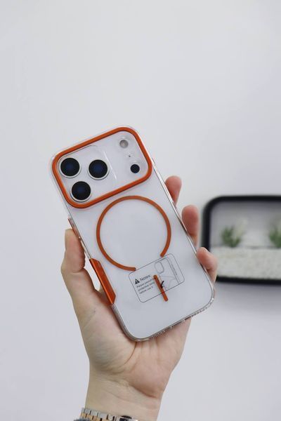 Чохол Metal Frame Crystal with MagSafe Orange для iPhone 17 pro max 00458 фото