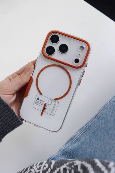 Чохол Metal Frame Crystal with MagSafe Orange для iPhone 17 pro max 00458 фото